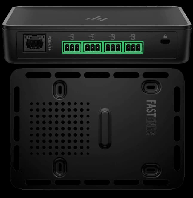 HP Poly Studio A2 Audio Bridge, rear panel and included mounting plate