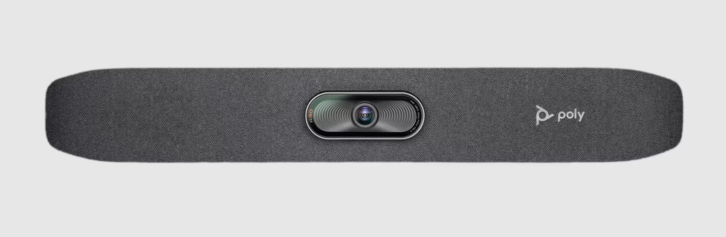 Poly Studio R30 USB video bar, front view showing camera lens