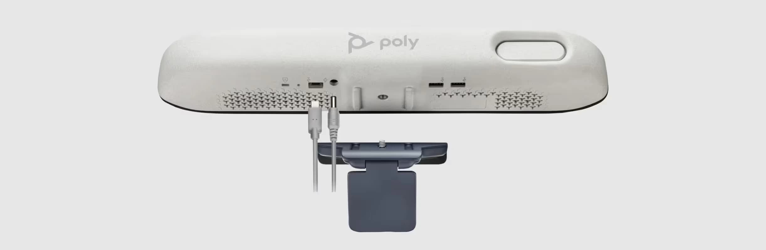 Poly Studio R30 USB video bar, rear connector detail