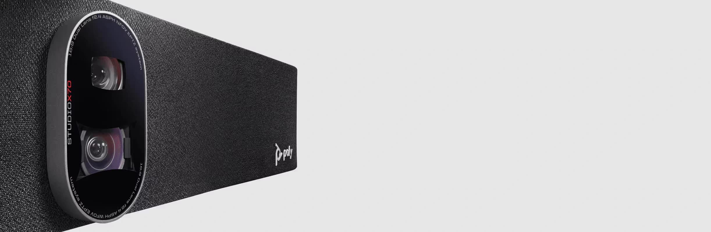 Poly Studio X70 all-in-one video bar, dual-lens camera detail