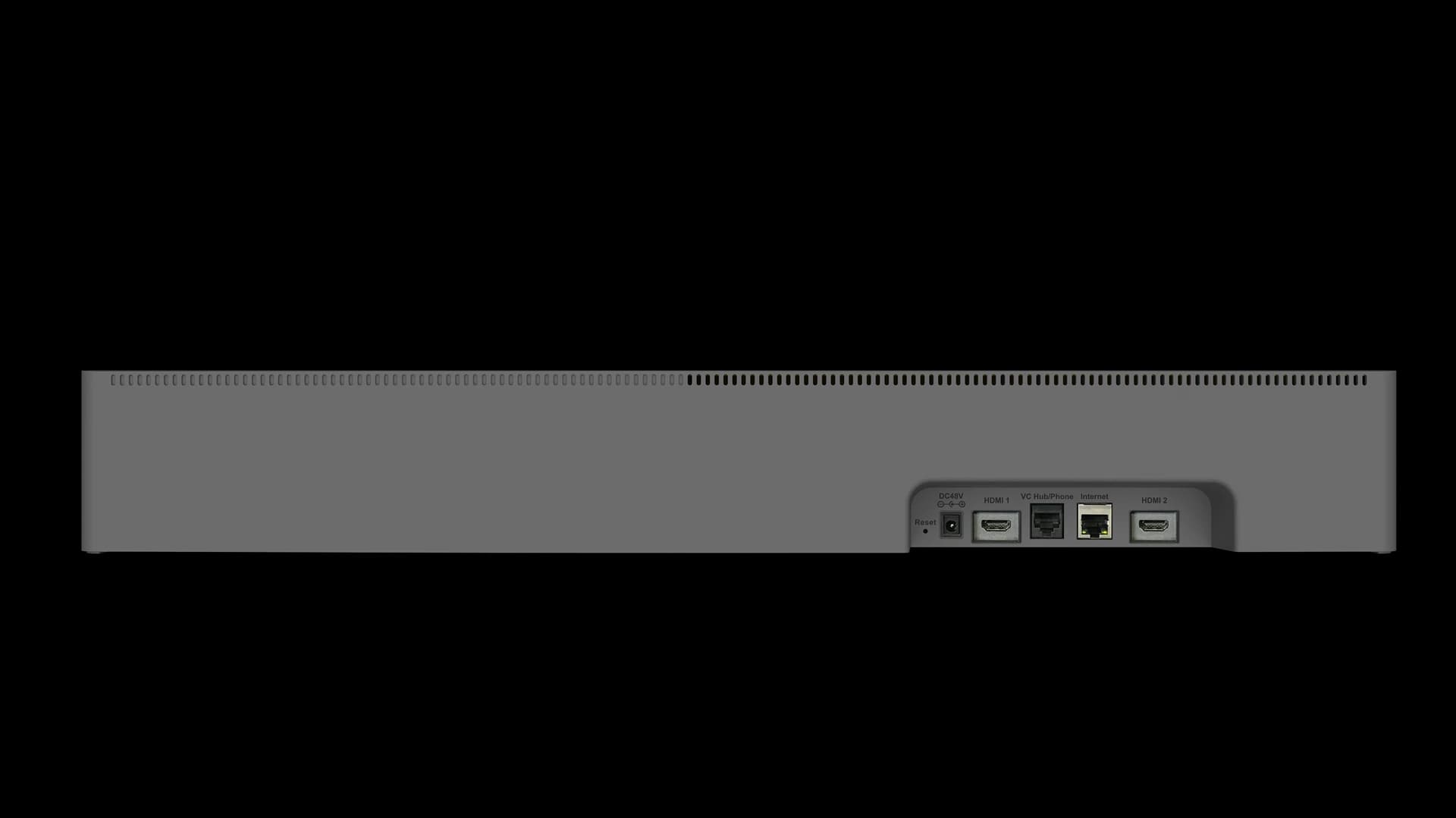 Yealink MeetingBar A20 rear panel showing HDMI, VC Hub/Phone, Ethernet and power connectors